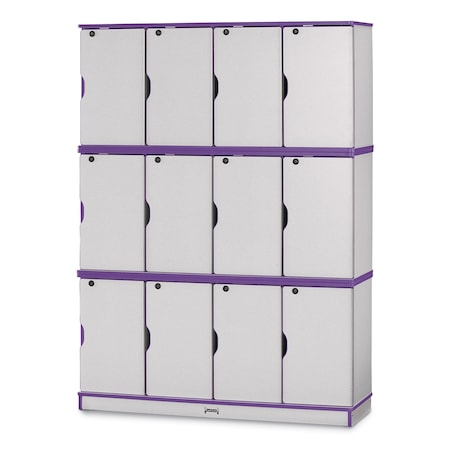 Jonti-Craft Rainbow Accents Stacking Lockable Lockers, Triple Stack, Purple 4697JC004